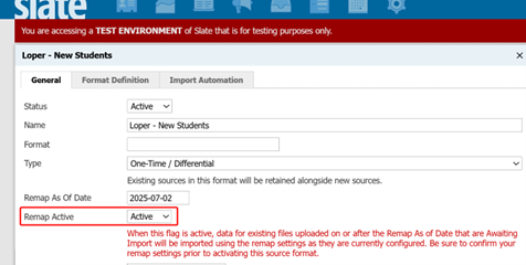 Slate source format with Remap Active enabled